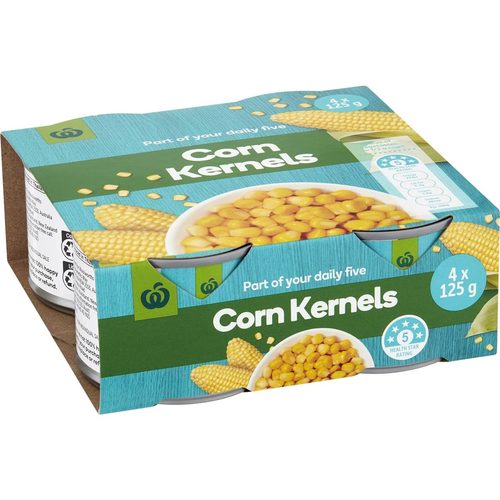 Woolworths Canned Corn Kernels 125g x 4 pack