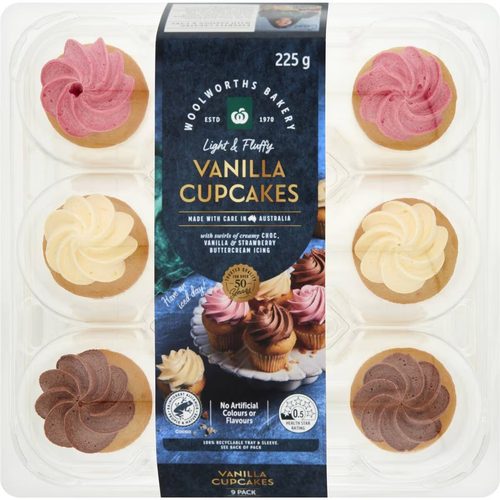 Woolworths Vanilla Cupcakes With Buttercream Frosting 9 pack