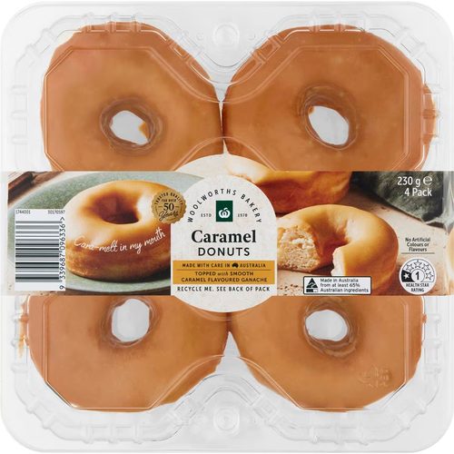 Woolworths Caramel Iced Donuts 4 pack