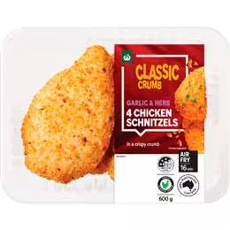 Woolworths Chicken Schnitzels Garlic & Herb 600g