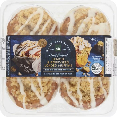 Woolworths Lemon Poppyseed Muffins 4 pack