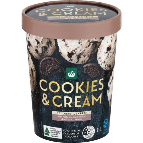 Woolworths Ice Cream Cookies & Cream 1L