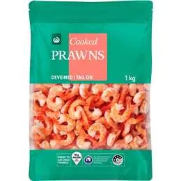 Woolworths Cooked & Peeled Cocktail Prawns Tail On 1kg
