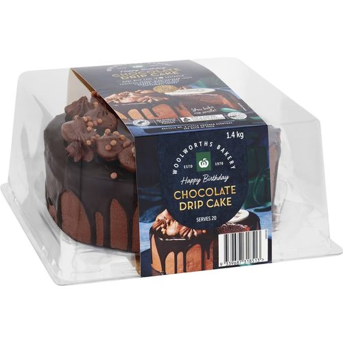 Woolworths Happy Birthday Chocolate Drip Cake 1.4kg