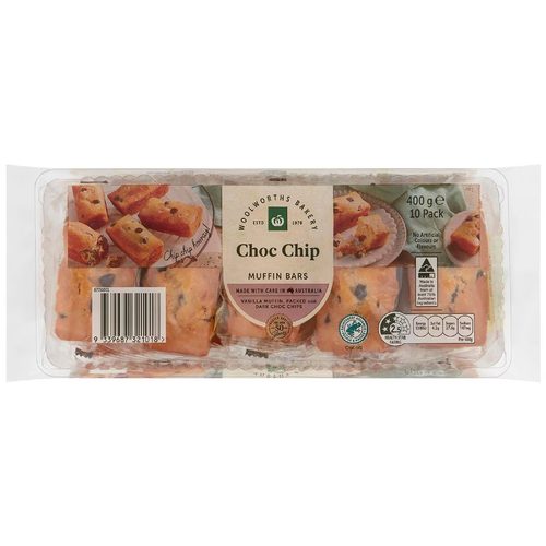 Woolworths Choc Chip Muffin Bar 10 pack
