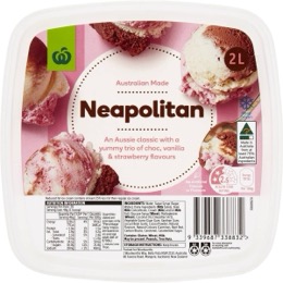 Woolworths Essentials Reduced Fat Ice Cream Neapolitan 2L