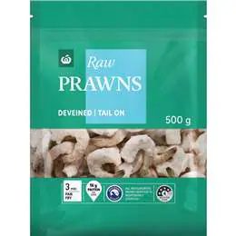 Woolworths Raw Prawns Deveined Tail On 500g