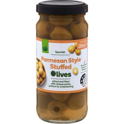 Woolworths Parmesan Stuffed Mediterranean Olives 230g