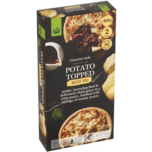 Woolworths Potato Topped Beef Pie 2 Pack 400g