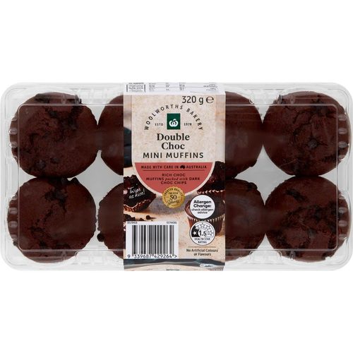 Woolworths Mini Double Choc Chip Muffin 8 pack