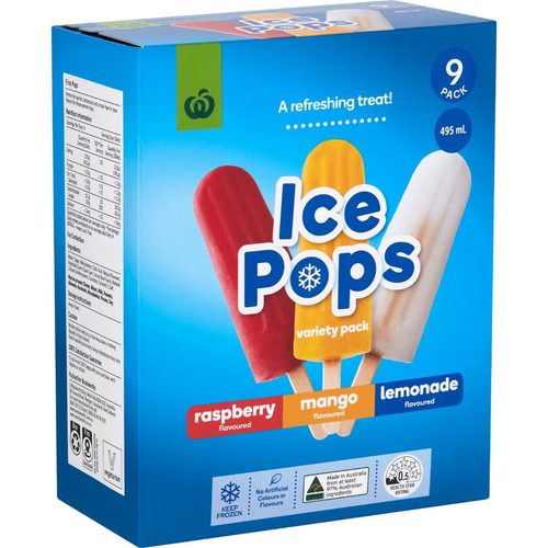 Woolworths Ice Pops Raspberry Mango & Lemonade 9 pack
