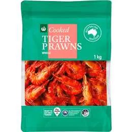 Woolworths Australian Cooked Tiger Prawns Whole 1kg
