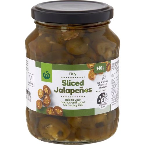 Woolworths Sliced Jalapenos 340g