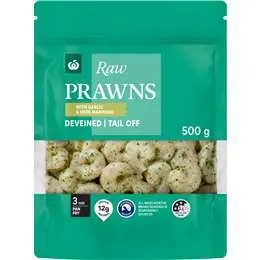 Woolworths Raw Tail Off Prawns With Garlic & Herb 500g