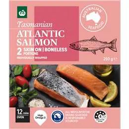 Woolworths Tasmanian Salmon Portions Skin On 250g