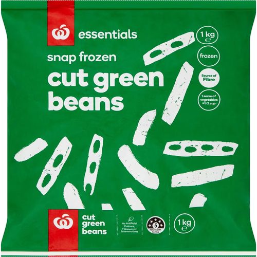 Woolworths Essentials Frozen Cut Green Beans 1kg