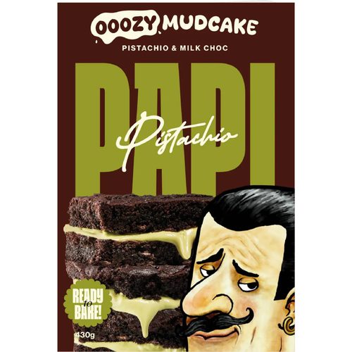 Pistachio Papi Ooozy Mudcake Milk Choc & Pistachio 430g