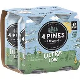 4 Pines Ultra Low Alcohol 0.5% Beer Cans 375mL x 4 pack