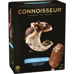 Connoisseur Gourmet Ice Cream Cookies & Cream Sticks 4 pack