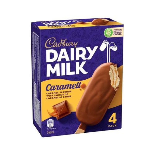 Cadbury Dairy Milk Caramello Frozen Dessert Sticks 4 pack