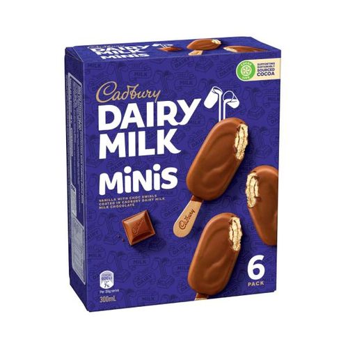 Cadbury Dairy Milk Vanilla With Choc Swirls Mini Sticks 6 Pack