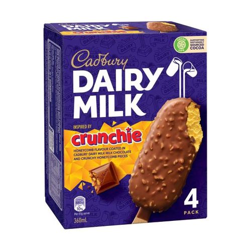 Cadbury Dairy Milk Crunchie Frozen Dessert Sticks 4 pack