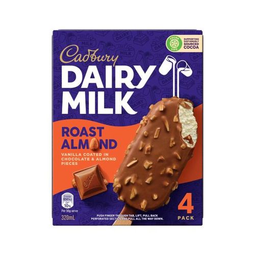 Cadbury Dairy Milk Roast Almond Frozen Dessert Sticks 4 pack
