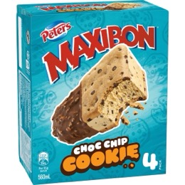 Peters Maxibon Chocolate Chip Cookies Dessert Bars 4 pack