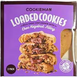 Cookieman Loaded Cookies Choc Hazelnut Filling 2 pack