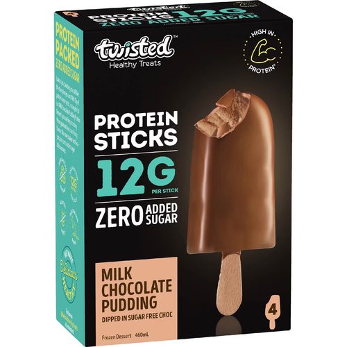 Twisted Healthy Treats Milk Chocolate Pudding Protein Sticks 4 pack