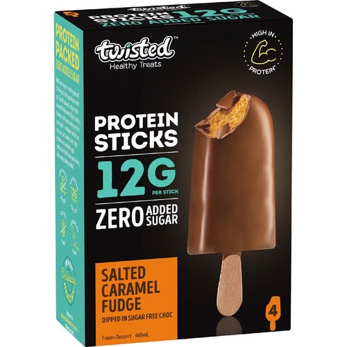 Twisted Healthy Treats Salted Caramel Fudge Protein Sticks 4 pack