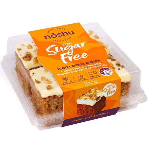 Noshu 95% Sugar Free Iced Carrot Cakes 180g 4 pack