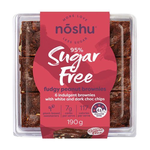 Noshu 95% Sugar Free Fudgy Peanut Brownies