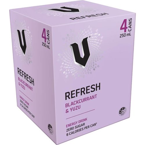 V Energy Drink Refresh Blackcurrant & Yuzu 250mL x 4 pack