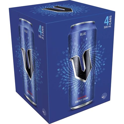 V Energy Blue Drink Cans 500mL x 4 pack
