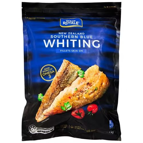 OCEAN ROYALE Southern Blue Whiting Skin On Fillets 1kg