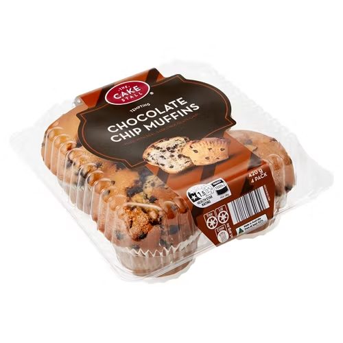 THE CAKE STALL Chocolate Chip Muffins 4 Pack 420g