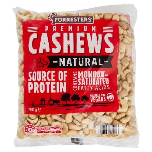 FORRESTERS Natural Cashews 750g