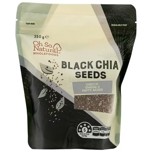 OH SO NATURAL WHOLEFOODS Black Chia Seeds 350g