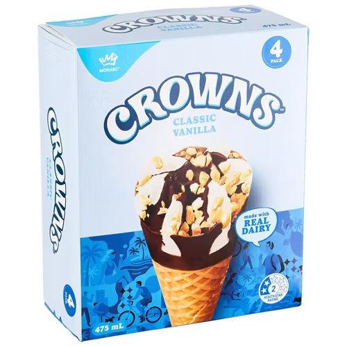 MONARC CROWNS Classic Vanilla Cones 4 Pack 475ml