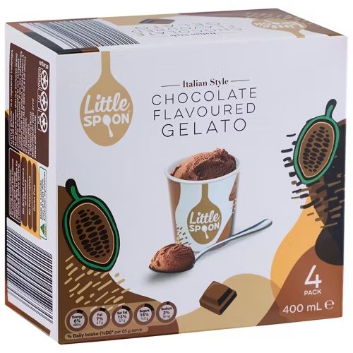 LITTLE SPOON Chocolate Flavoured Gelato 4 Pack 400ml