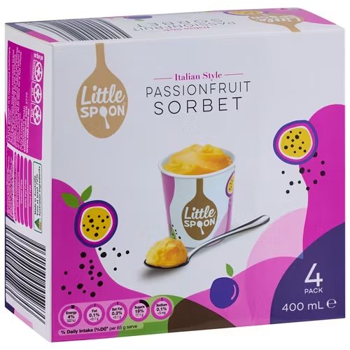 LITTLE SPOON Passionfruit Sorbet 4 Pack 400ml