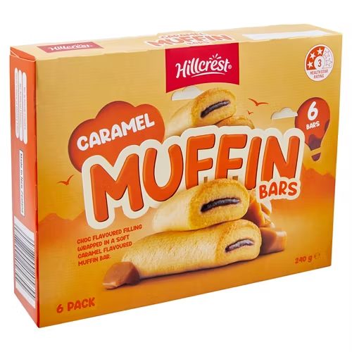 HILLCREST Muffin Bars Caramel 6 Pack 240g