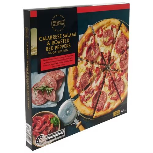 SPECIALLY SELECTED Calabrese Salami & Roasted Red Peppers Wood Fired Pizza 420g