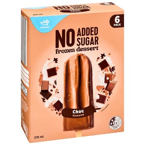 MONARC No Added Sugar Frozen Dessert Choc 6pk 378ml