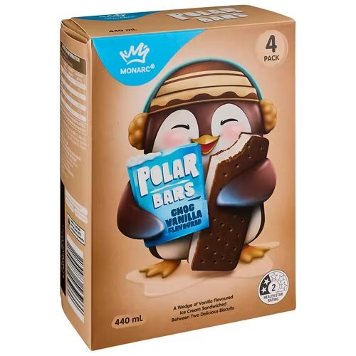 MONARC Polar Bars Choc Vanilla 4 Pack 440mL