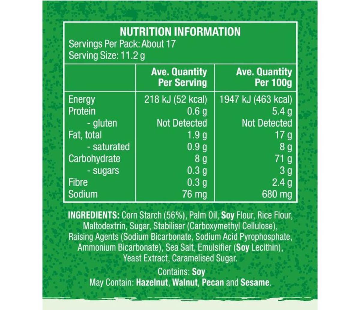 Pack photograph of Eskal Deli Crackers 200g showing the printed nutrition panel
