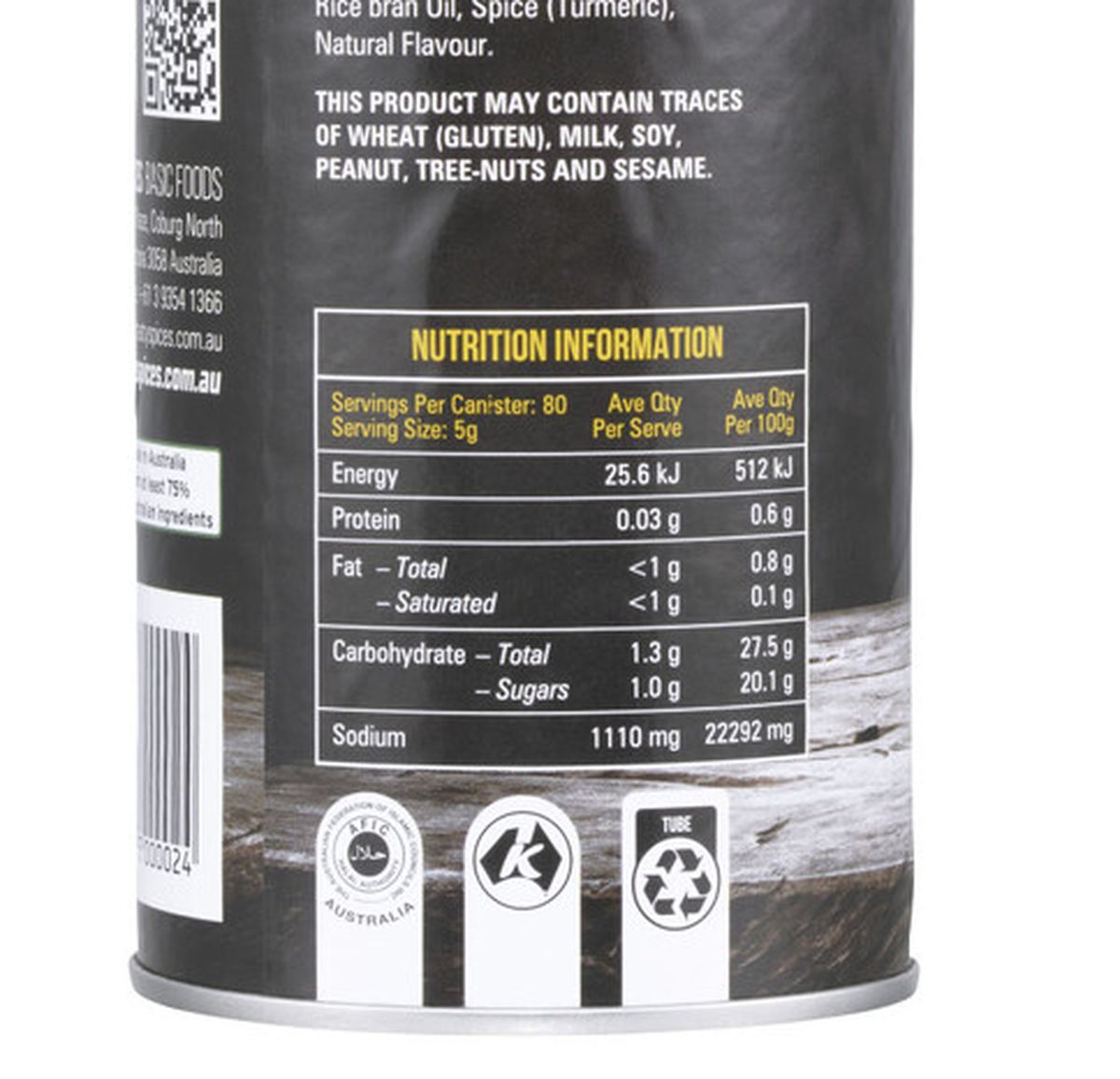 Pack photograph of Nice N' Tasty Seasoning Chicken Salt showing the printed nutrition panel
