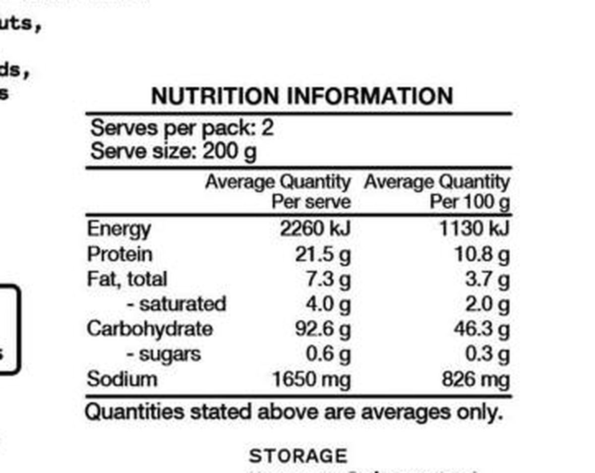 Pack photograph of 400 Gradi Pizza 11in Margherita showing the printed nutrition panel
