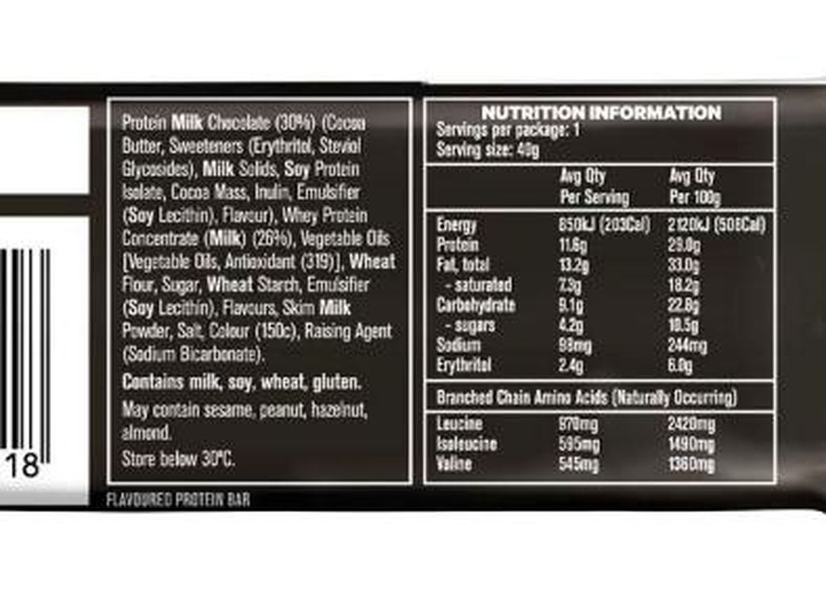 Pack photograph of Musashi Protein Wafer Vanilla 4x40g showing the printed nutrition panel